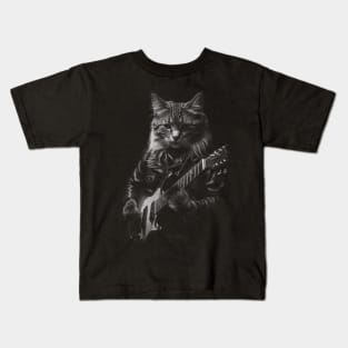 Cat Rocker Rock And Roll Love Kids T-Shirt